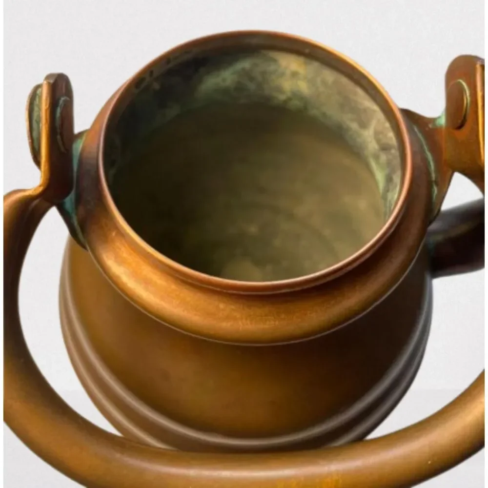 Vintage Copper Small Tea Kettle Gooseneck Spout w/Functional Swing Handle Petina